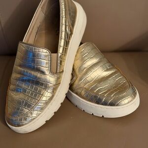 Vionic Metallic Gold Embossed Loafers